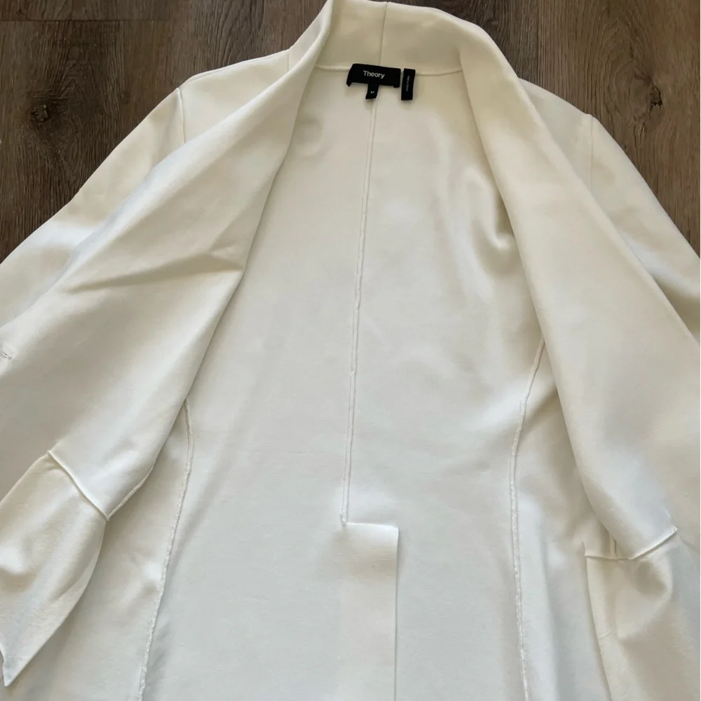 Theory Etiennette Knit Blazer White Jacket Womens Medium M Summer Officewear - Picture 10 of 12